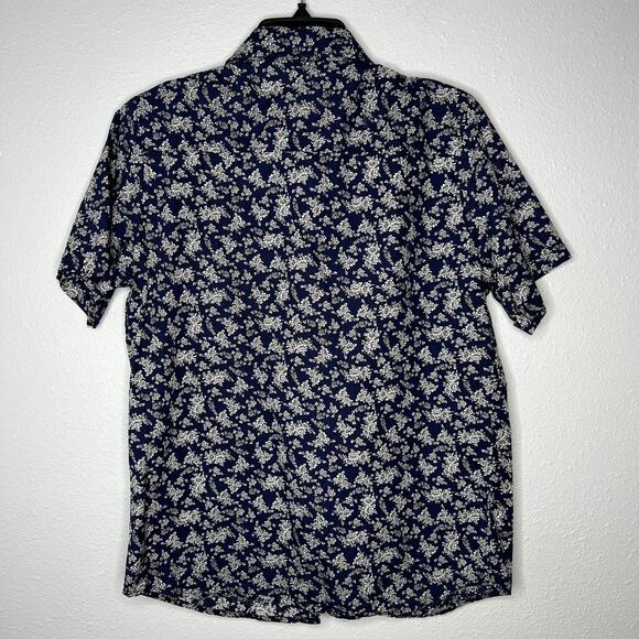 SSLR Men's Collection Blue Collared White Floral Button-Up  Shirt  Size S - Picture 5 of 5